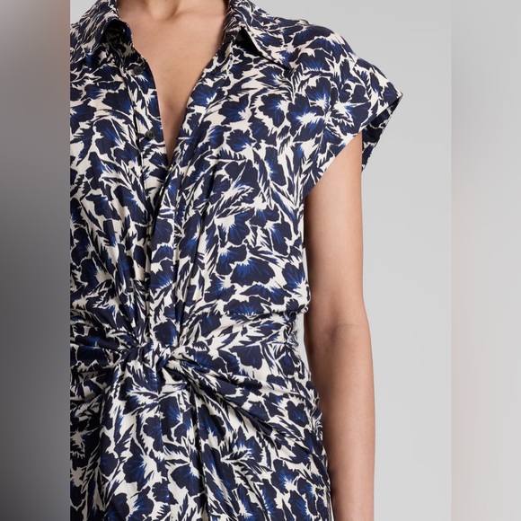 A.L.C $595 Emilia Midi Shirtdress ‘Navy/Cream’ - Picture 4 of 5